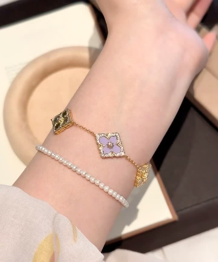 Van Cleef & Arpels Alhambra Pink and Purple Enamel Bracelet